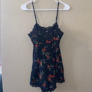 Black floral nighttime romper